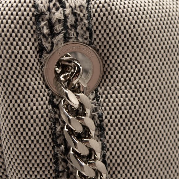 Burberry Small Lola Needle Punch Check Canvas Bucket Bag Black/White - Picture 9 of 12